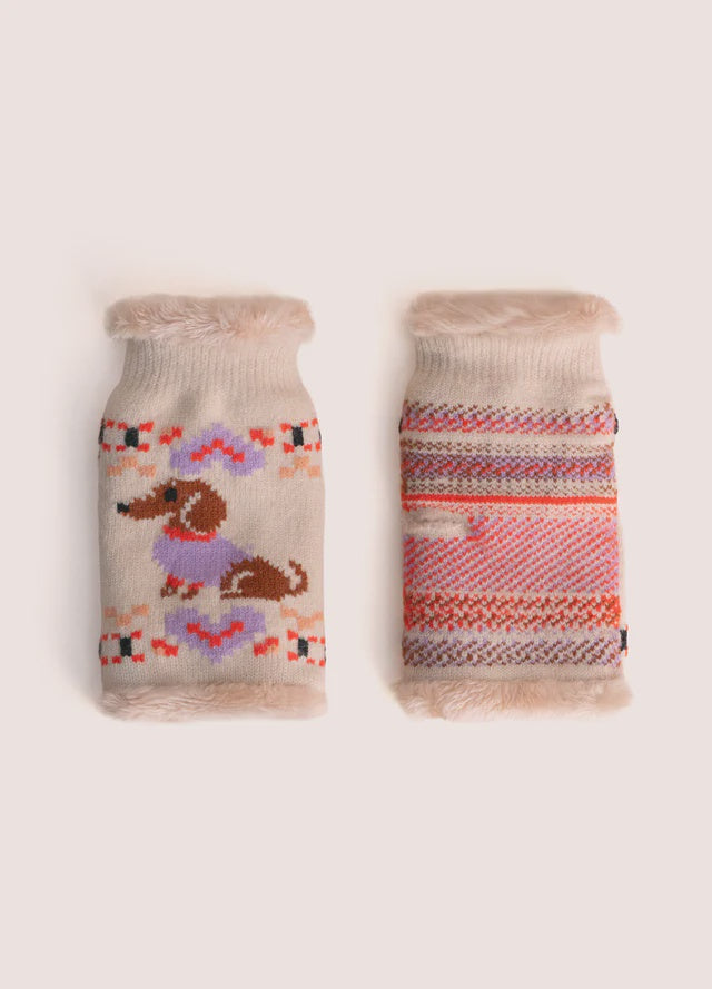 Powder Sausage Dog Wrist Warmer Cream