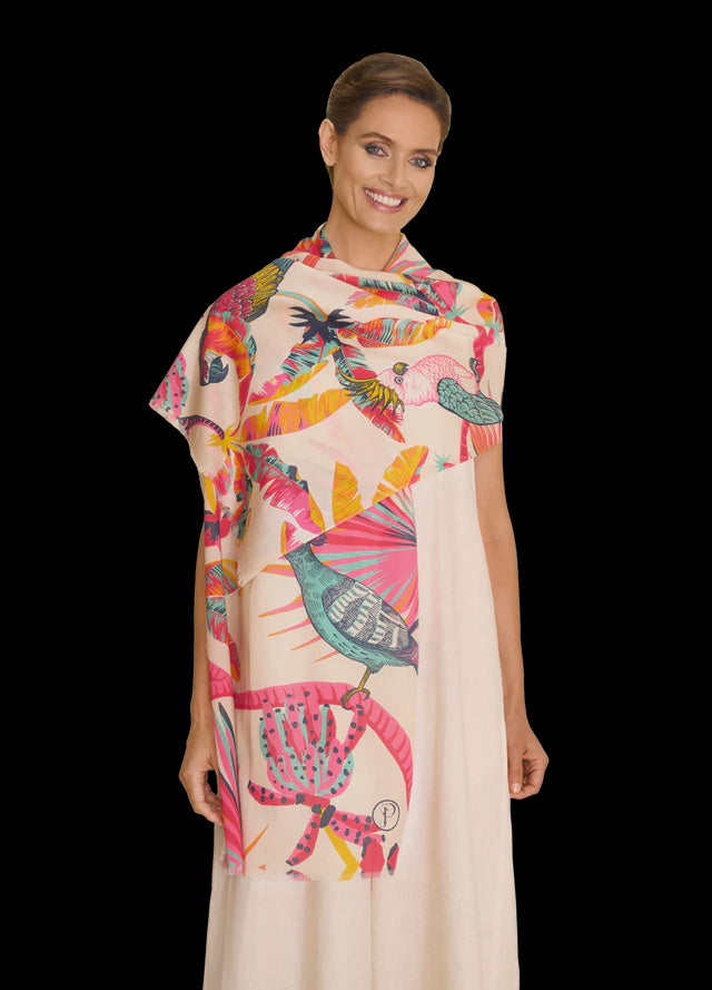 Powder Tropical Paradise Cotton Scarf