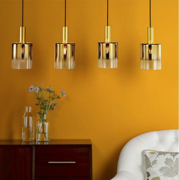Savannah 4 Light Bar Pendant Satin Gold Ombre Glass