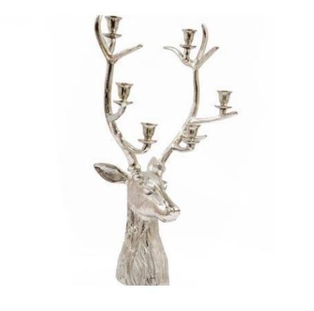 Heavy Cast Aluminium Deer 6pc Pillar Candle Holder