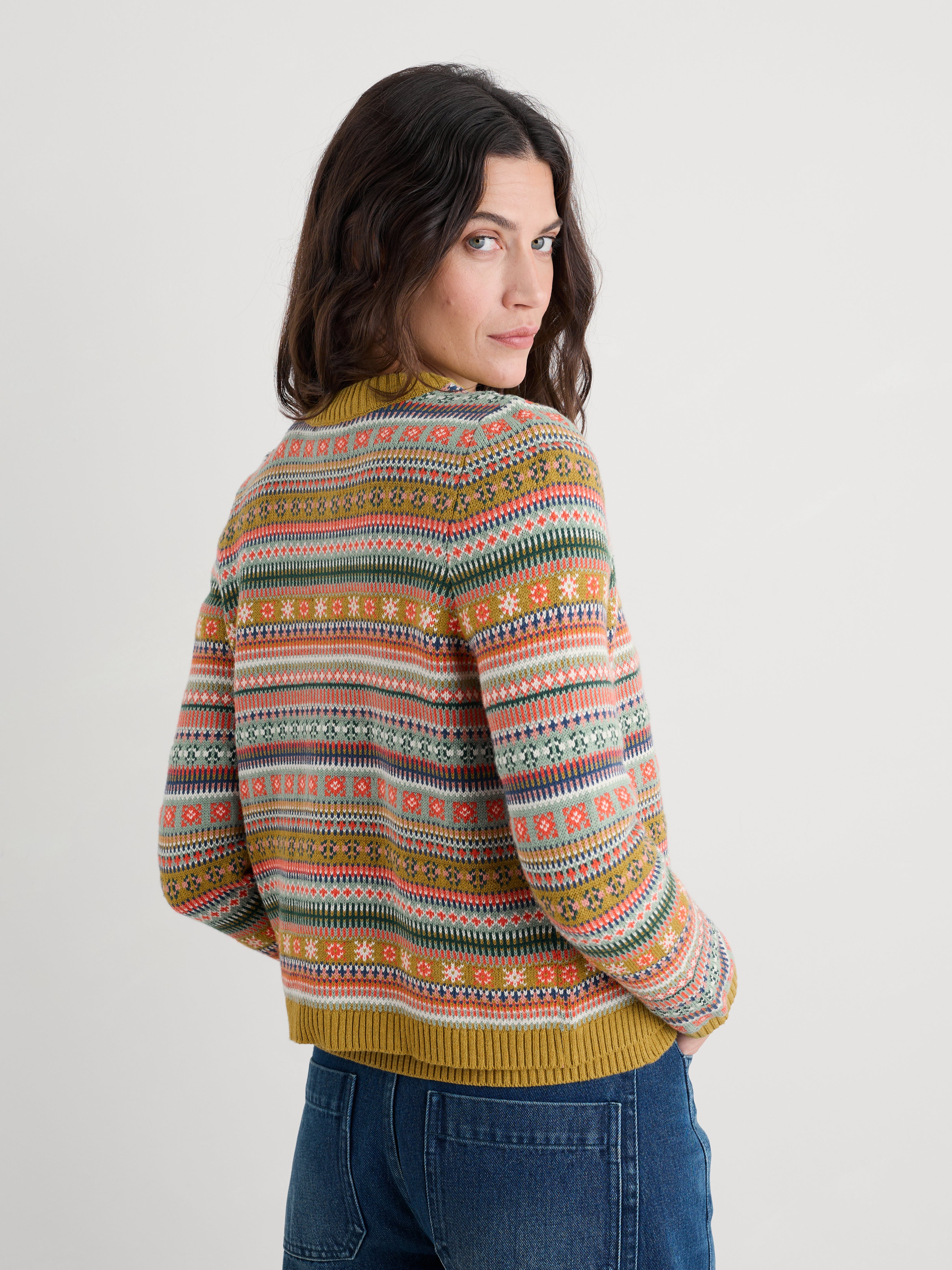 Seasalt Cove Cottage Cardigan Carved Relief Pear Multi