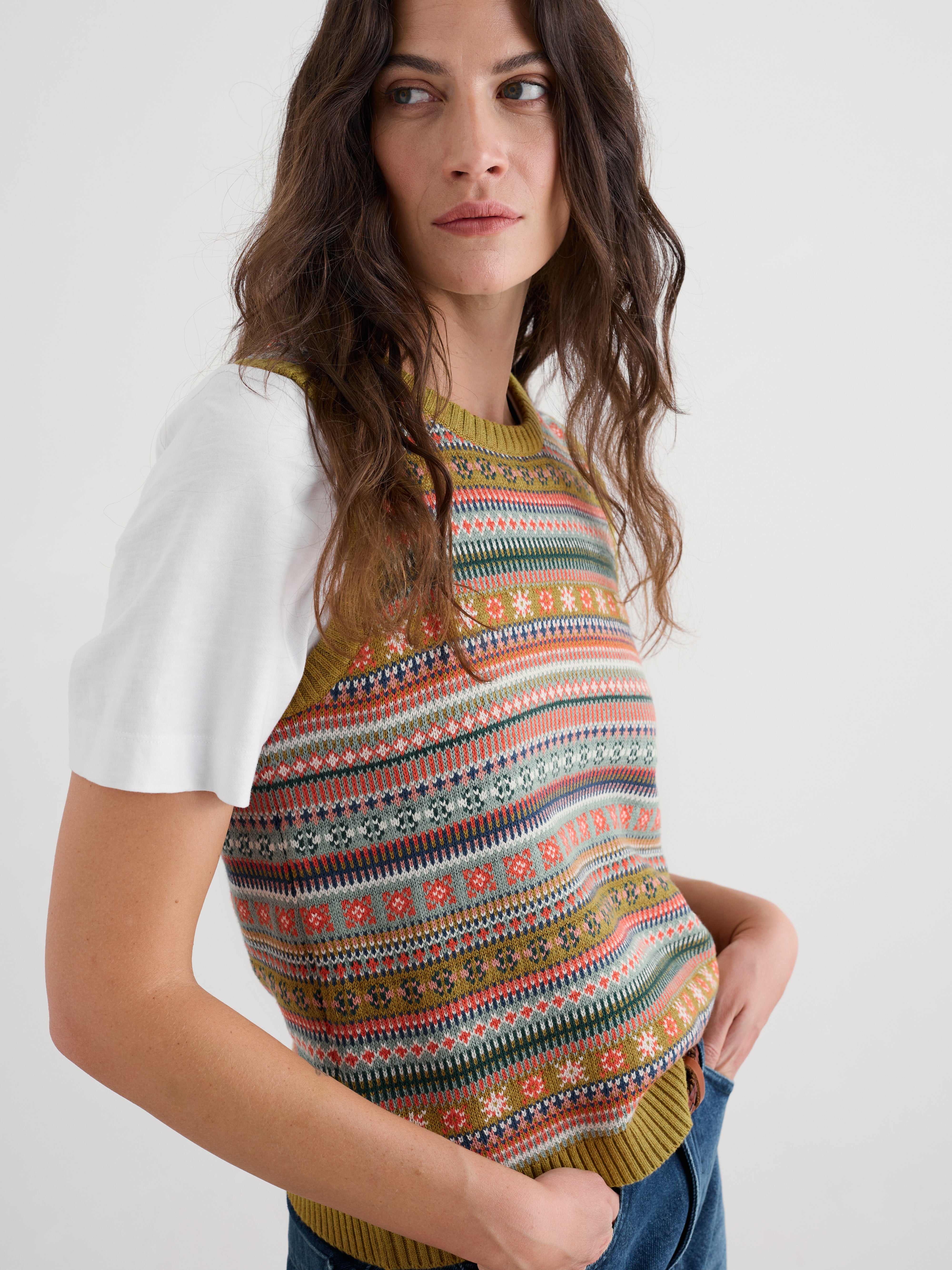 Seasalt Cove Cottage Vest Carved Relief Pear Multi