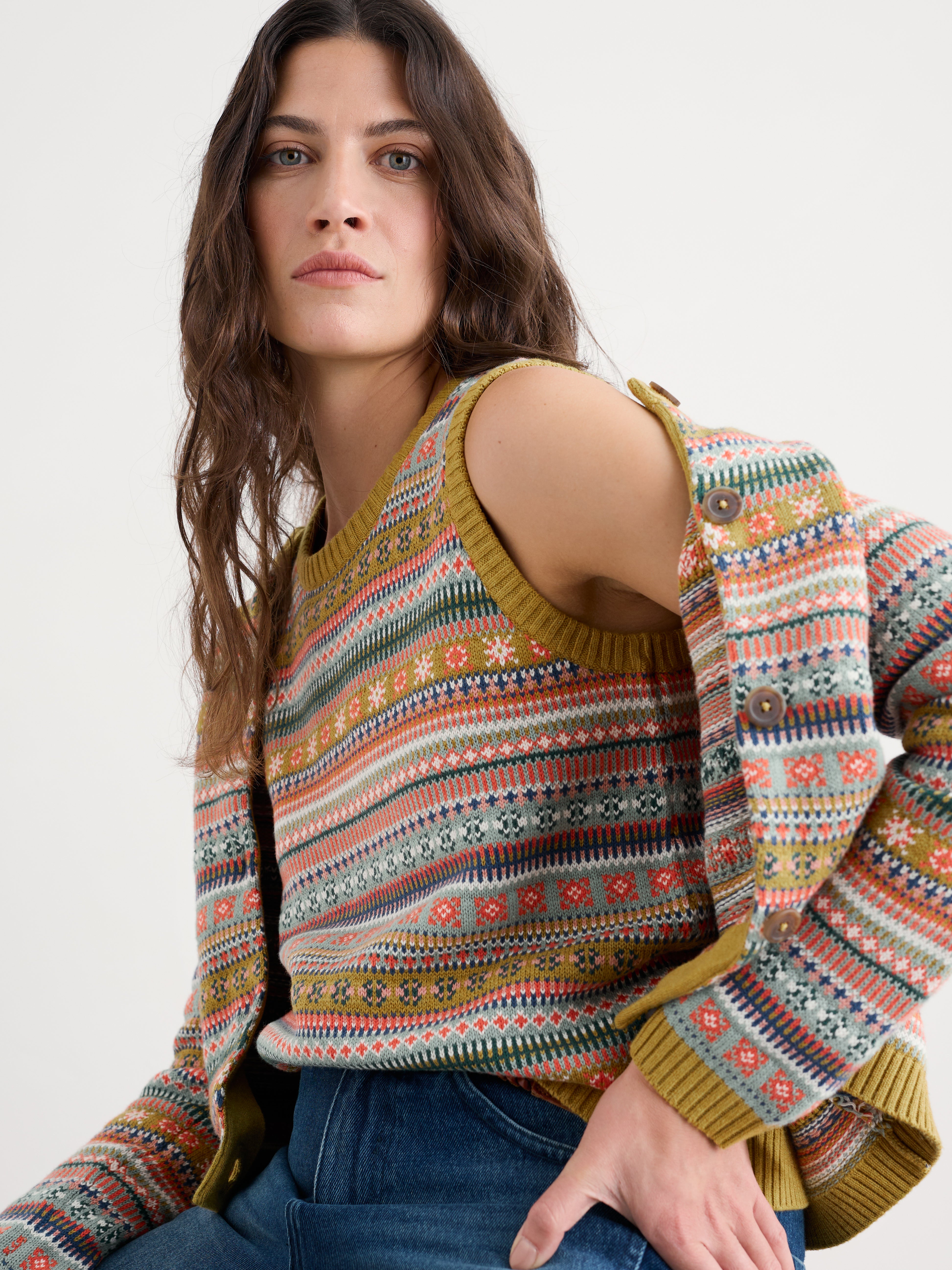 Seasalt Cove Cottage Vest Carved Relief Pear Multi