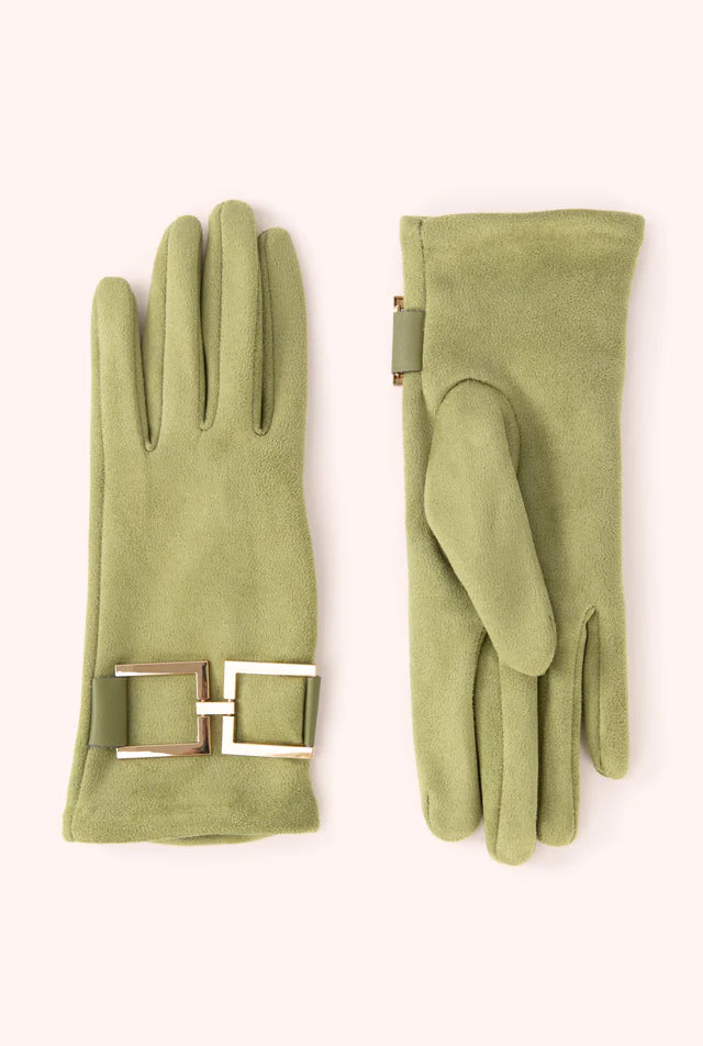 Powder Dana Faux Suede Gloves - Sage