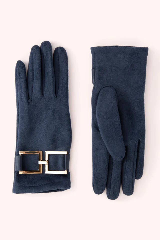 Powder Dana Faux Suede Gloves - Navy