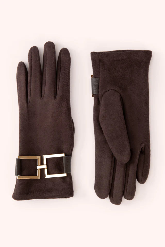 Powder Dana Faux Suede Gloves - Chocolate