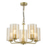 Daylin 5 Light Pendant Satin Gold and Amber Ribbed Glass