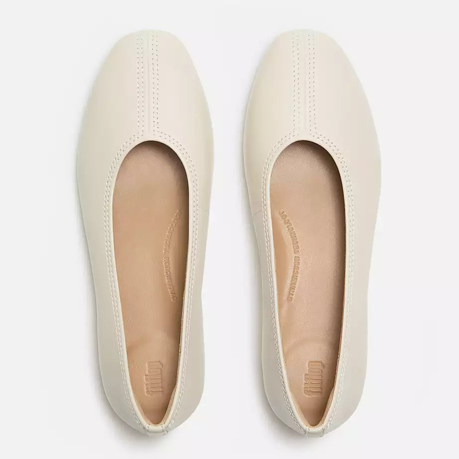 FitFlop Delicato High-Cut Soft-Leather Ballet Flats Paris Beige