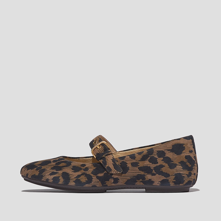 FitFlop Delicato Leopard Suede Mary Janes Chocolate Mix