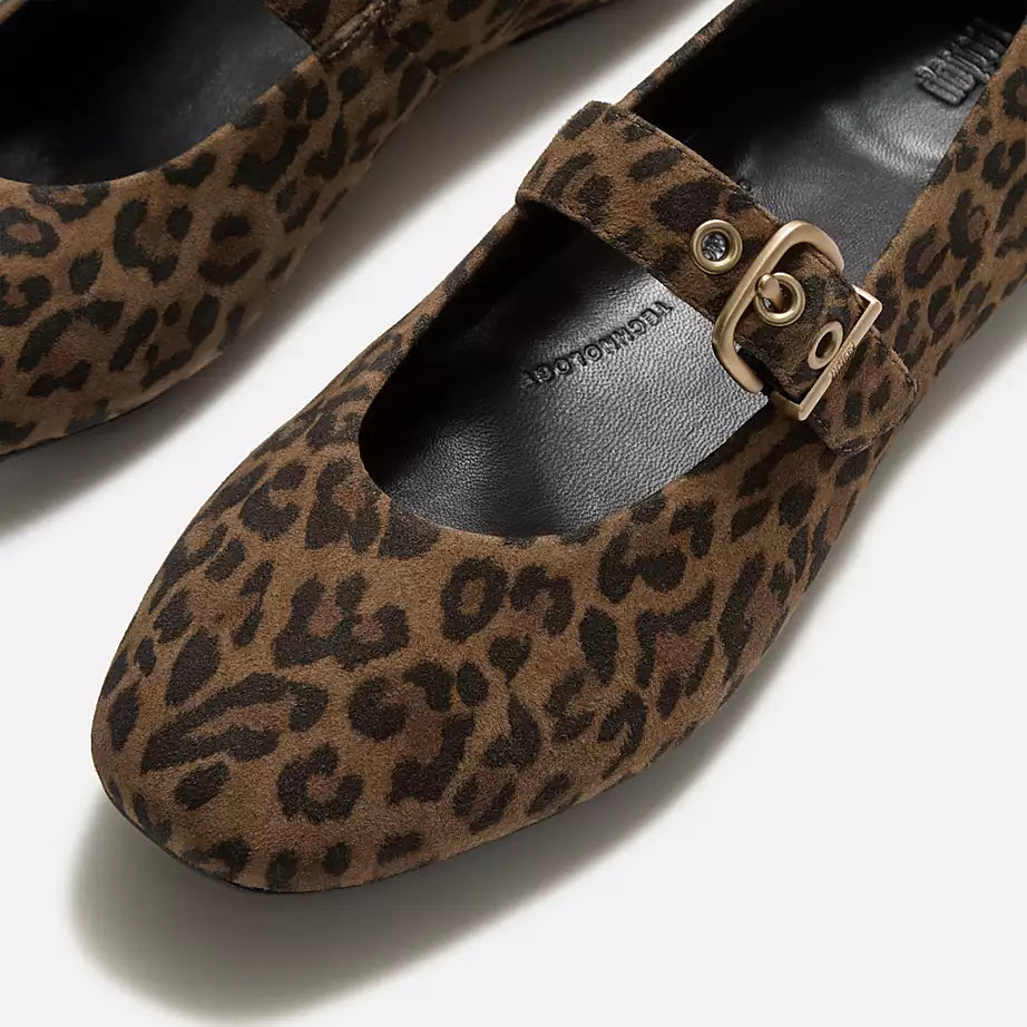 FitFlop Delicato Suede Leopard Mary Janes Leopard Print
