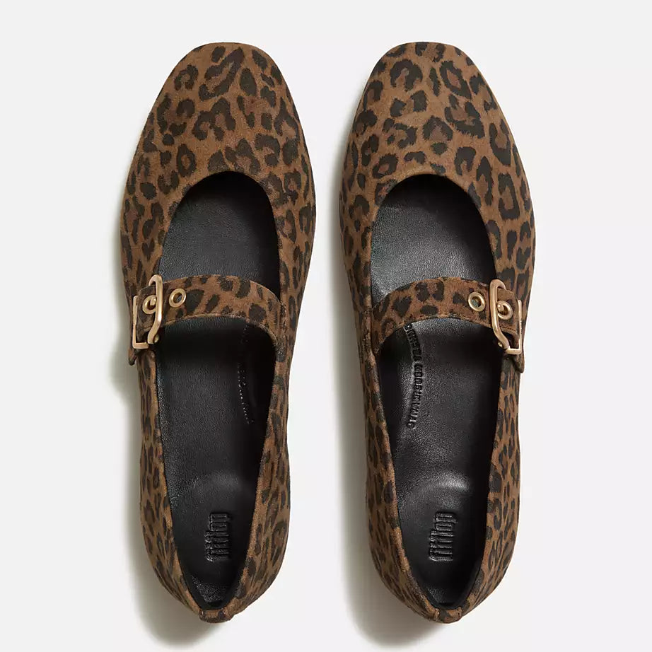 FitFlop Delicato Suede Leopard Mary Janes Leopard Print