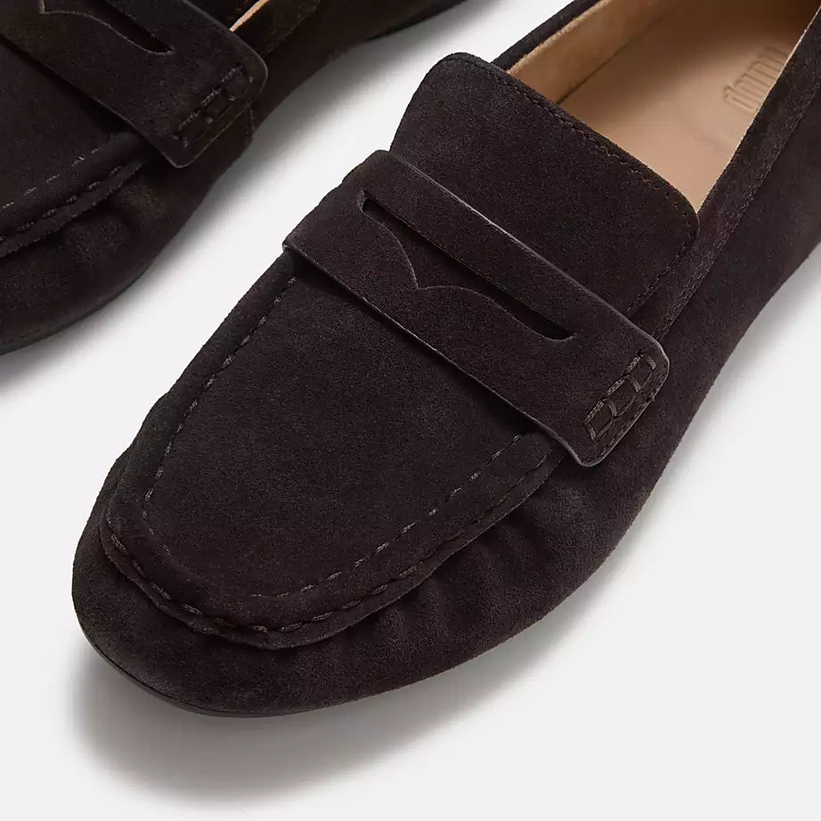 FitFlop Delicato Suede Loafers Chocolate Brown