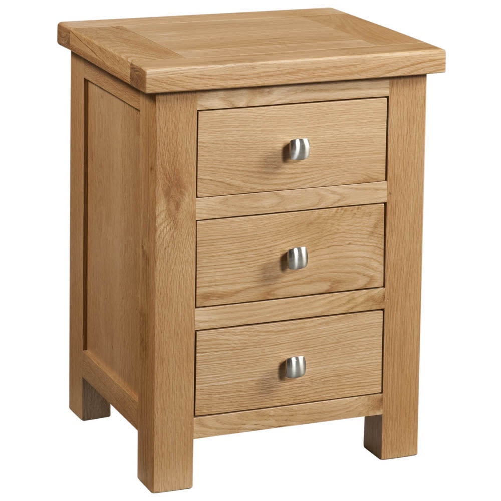 Dorchester Light Oak 3 Drawer Bedside