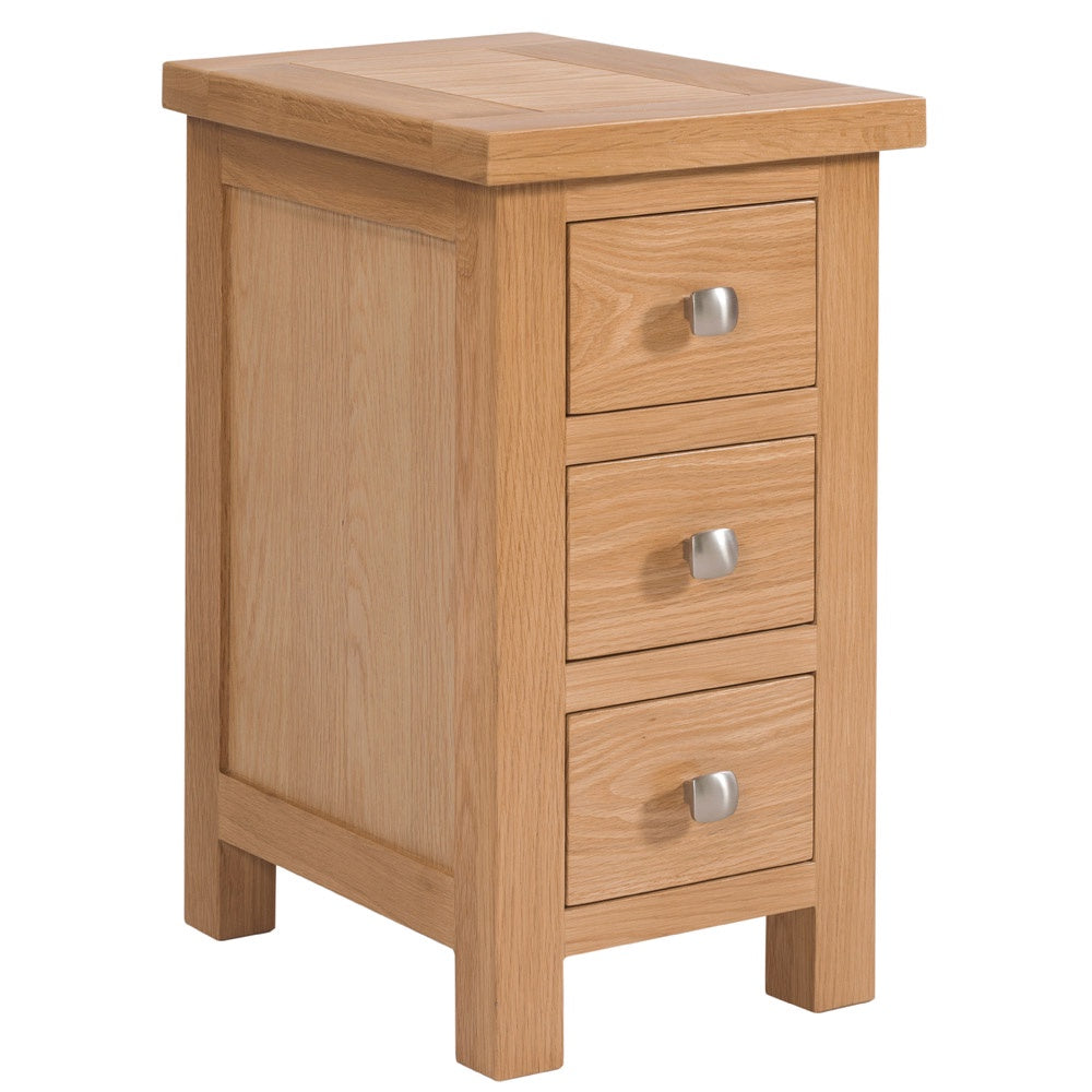 Dorchester Light Oak Compact 3 Drawer Bedside