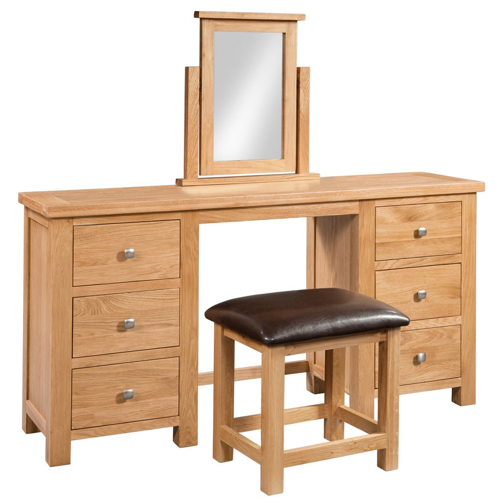 Dorchester Light Oak Double Ped D/Table + Stool