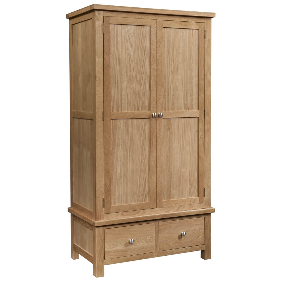 Dorchester Light Oak Gents Wardrobe With 2 Drawers