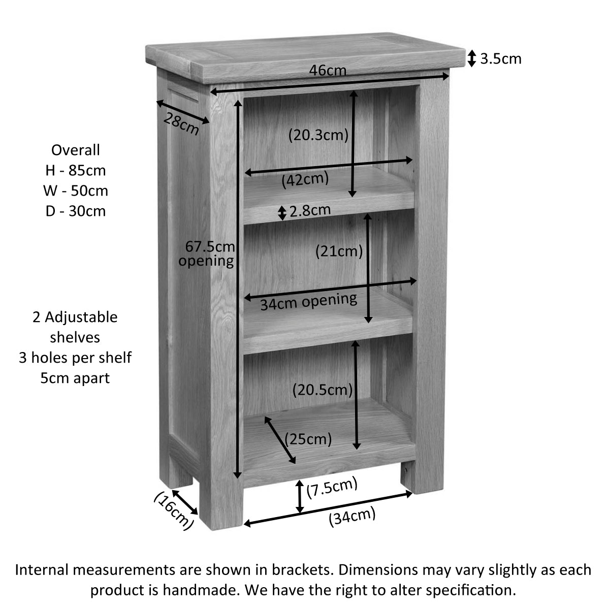 Dorchester Light Oak Small Bookcase