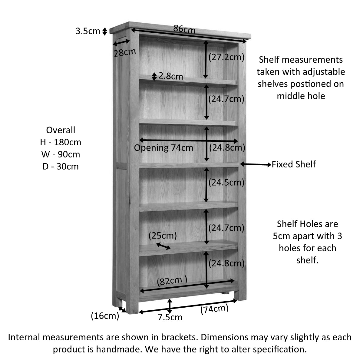 Dorchester Light Oak 6' Bookcase