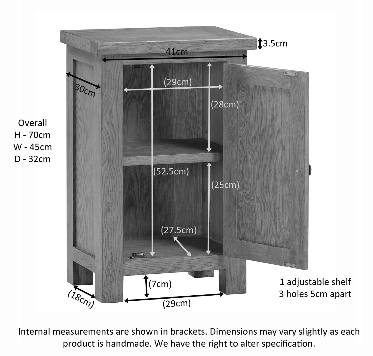 Dorchester Light Oak Small Cabinet 1 Door