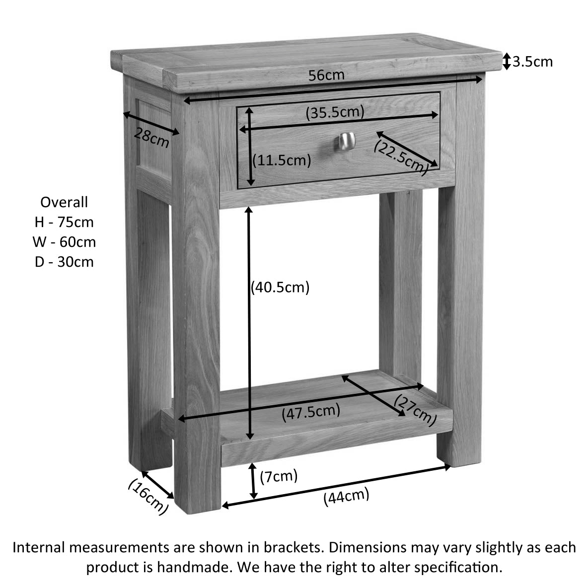 Dorchester Light Oak Small Console Table