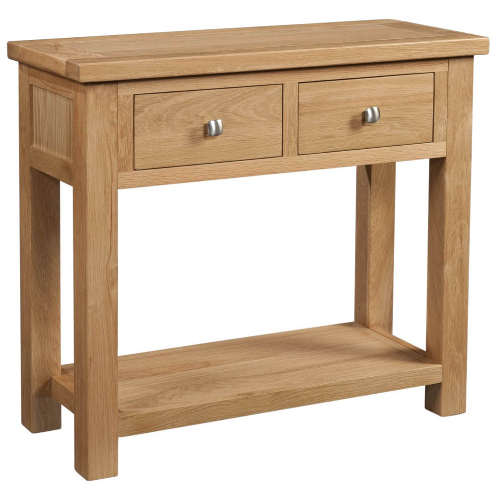 Dorchester Light Oak Console Table With 2 Drawers