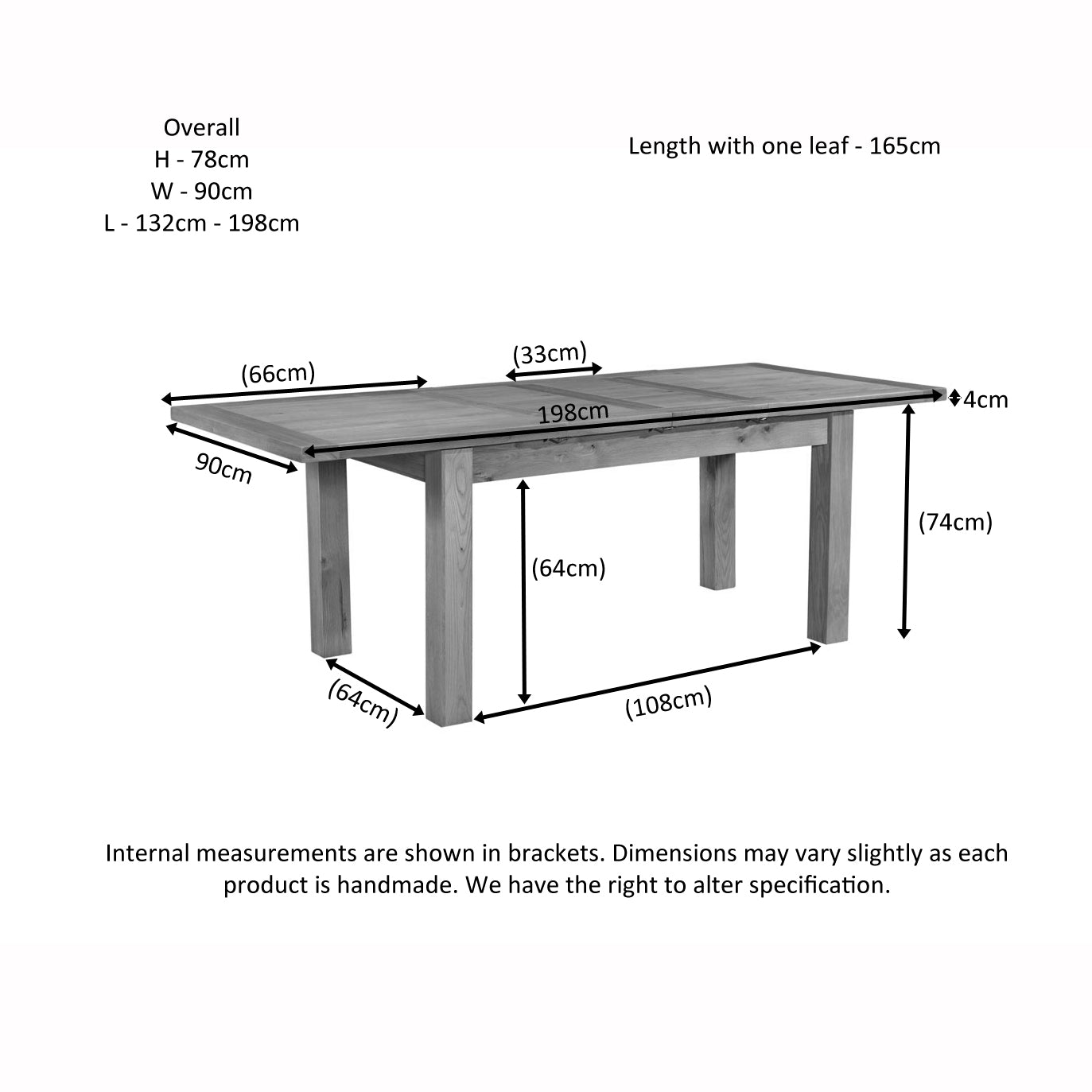 Dorchester Light Oak Dining Table With 2 Extensions 132-198 X 90