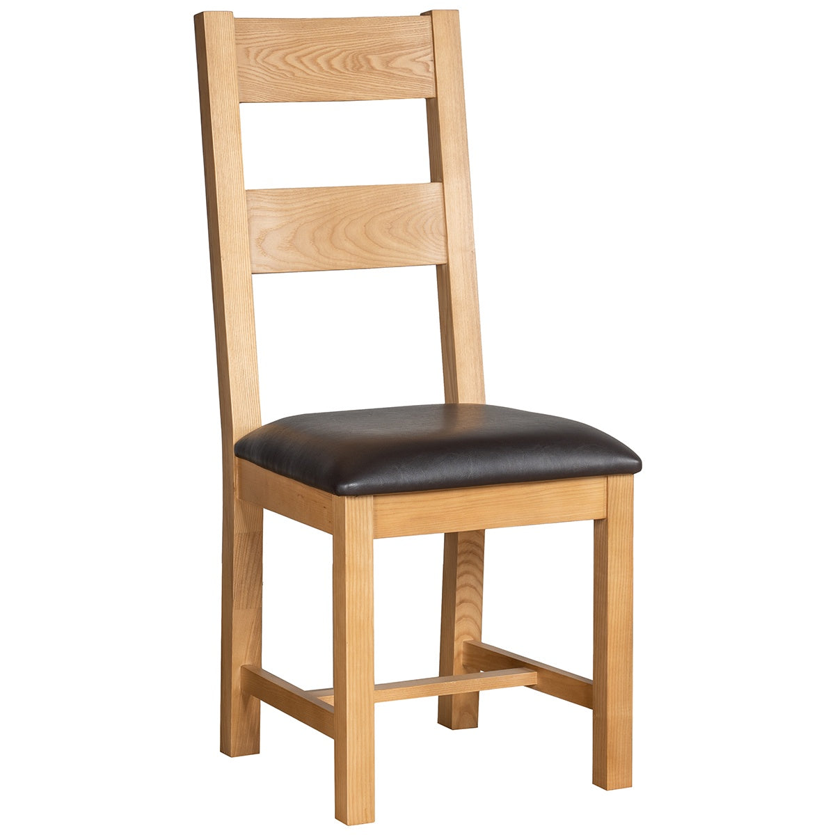 Dorchester Light Oak Ladder Back Chair With Pu Seat Pad