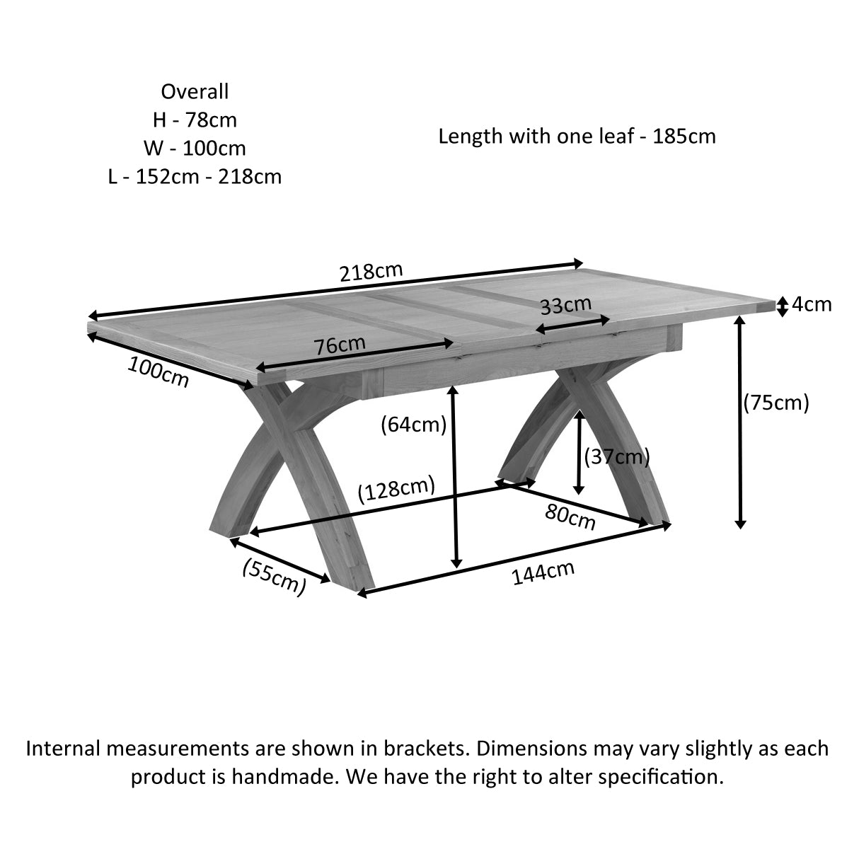 Dorchester Light Oak X-Leg Extending Table