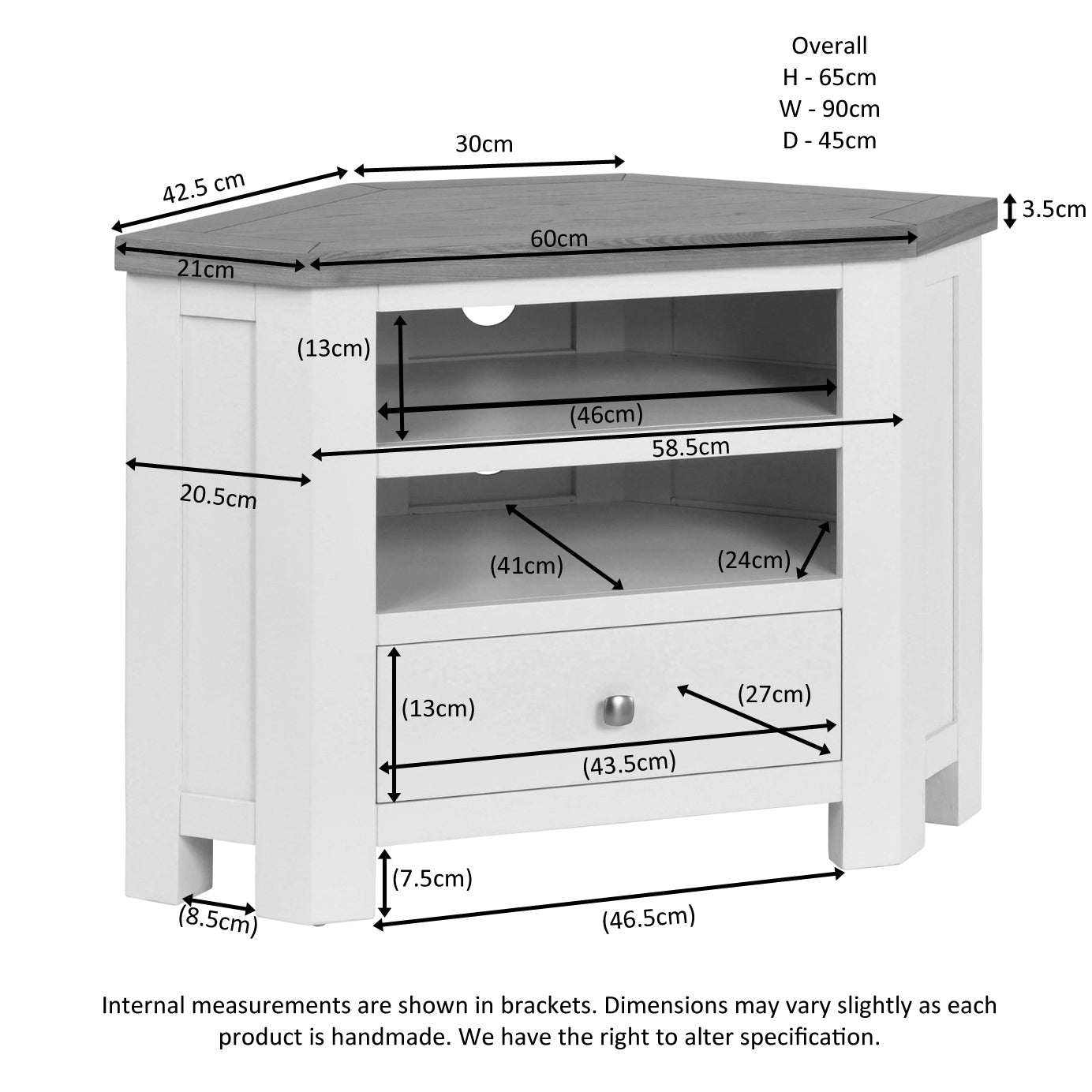 Dorchester White Corner Tv Unit