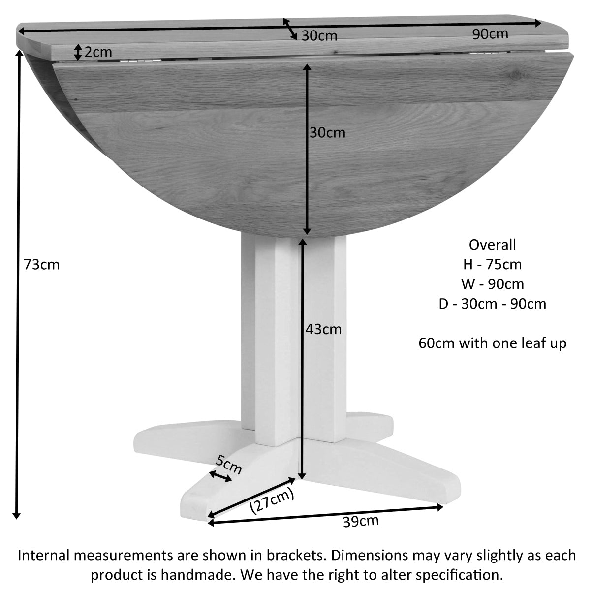 Dorchester White Round Drop Leaf Table