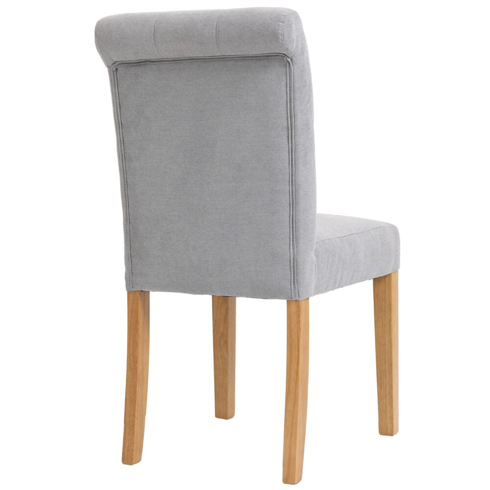 Lytham Light Oak Leg Light Grey Upholstered Dining Chair