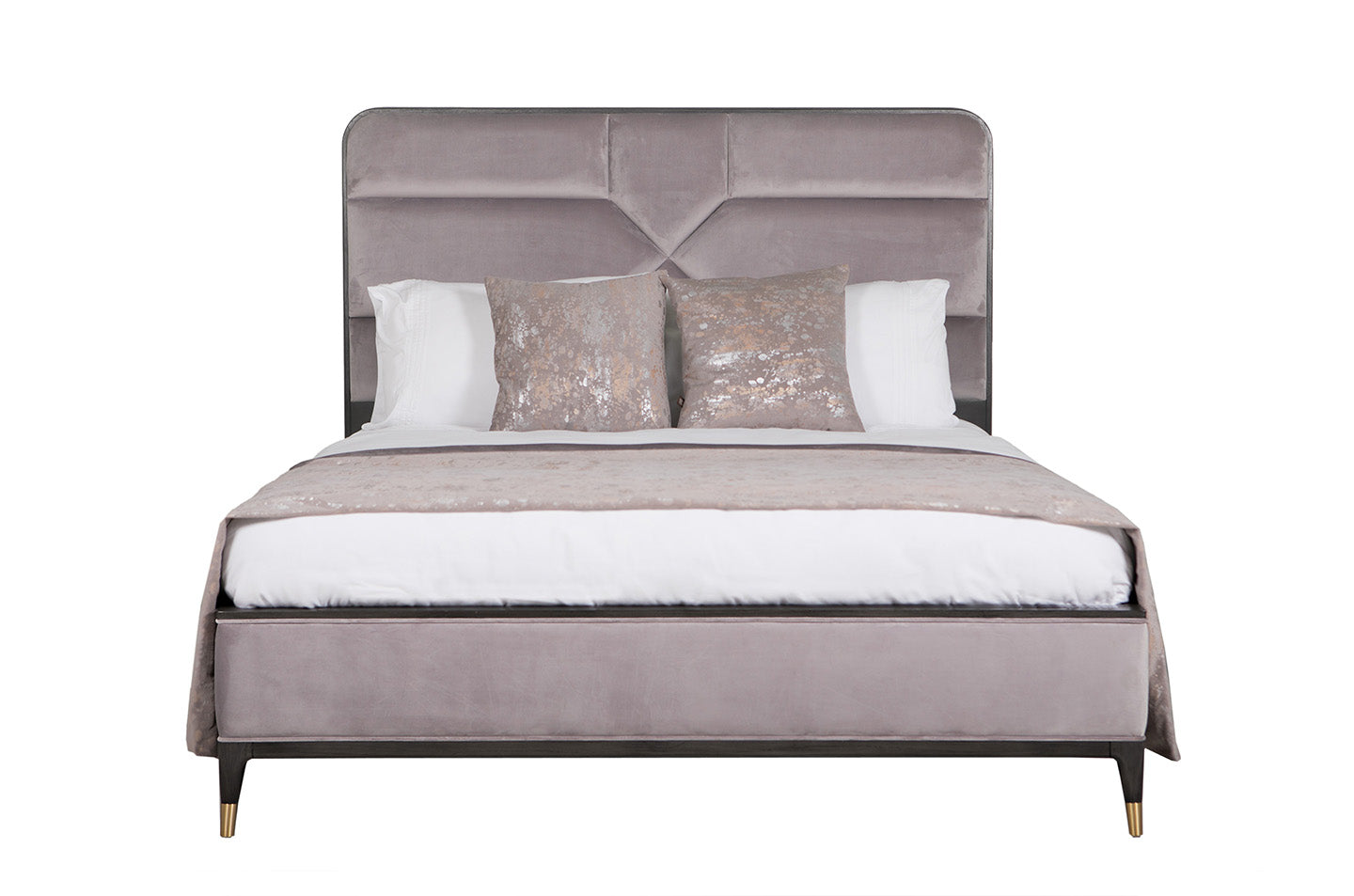 Verona Grey Ebony Ecru Velvet 150cm King Bed