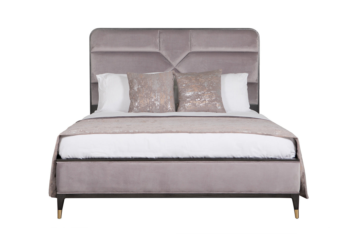 Verona Grey Ebony Ecru Velvet Superking 180cm Bed