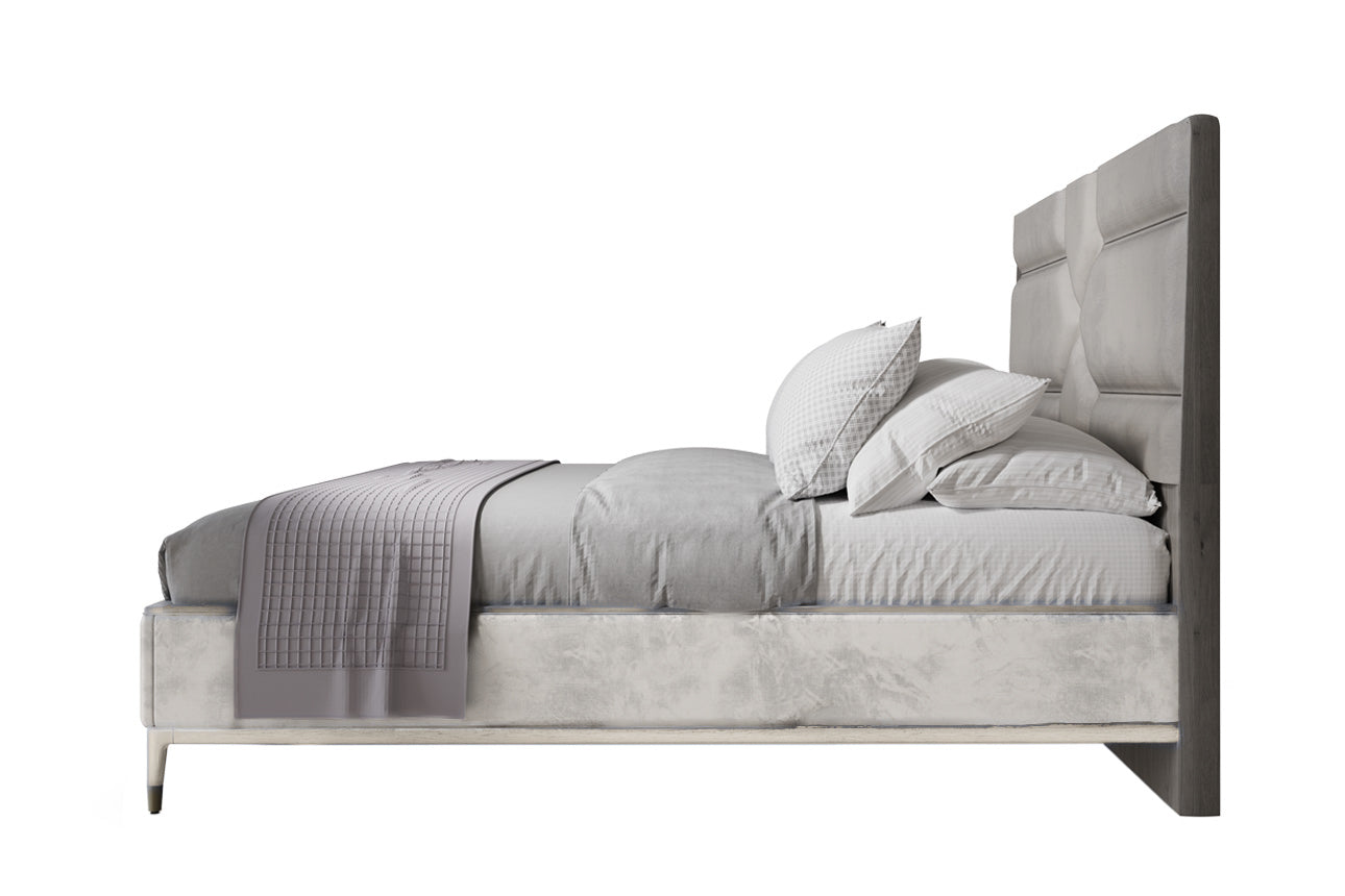 Verona Cream Stone Sand Velvet 180cm SuperKing Bed