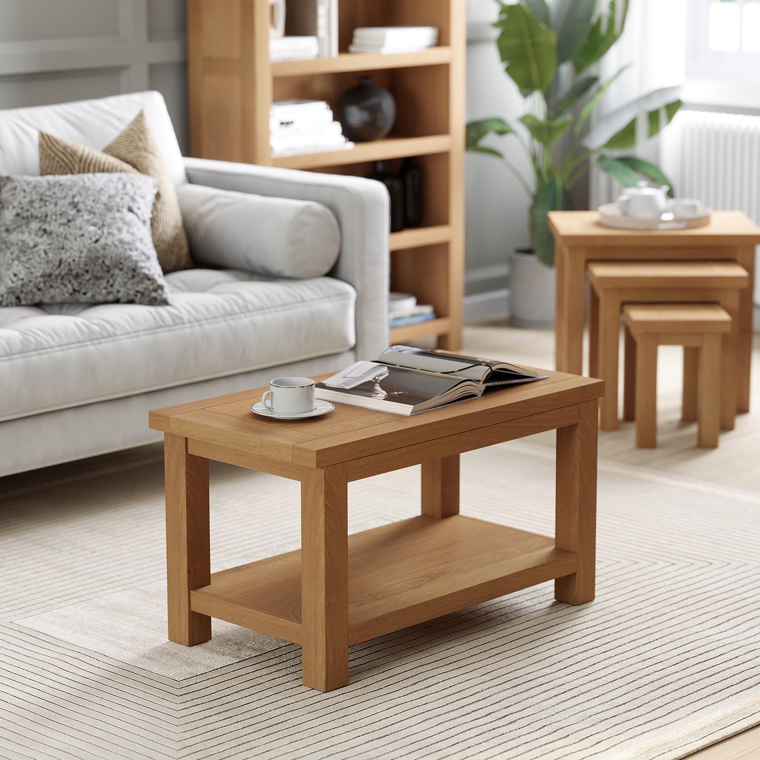 Dorchester Light Oak Large Coffee Table With Shelf