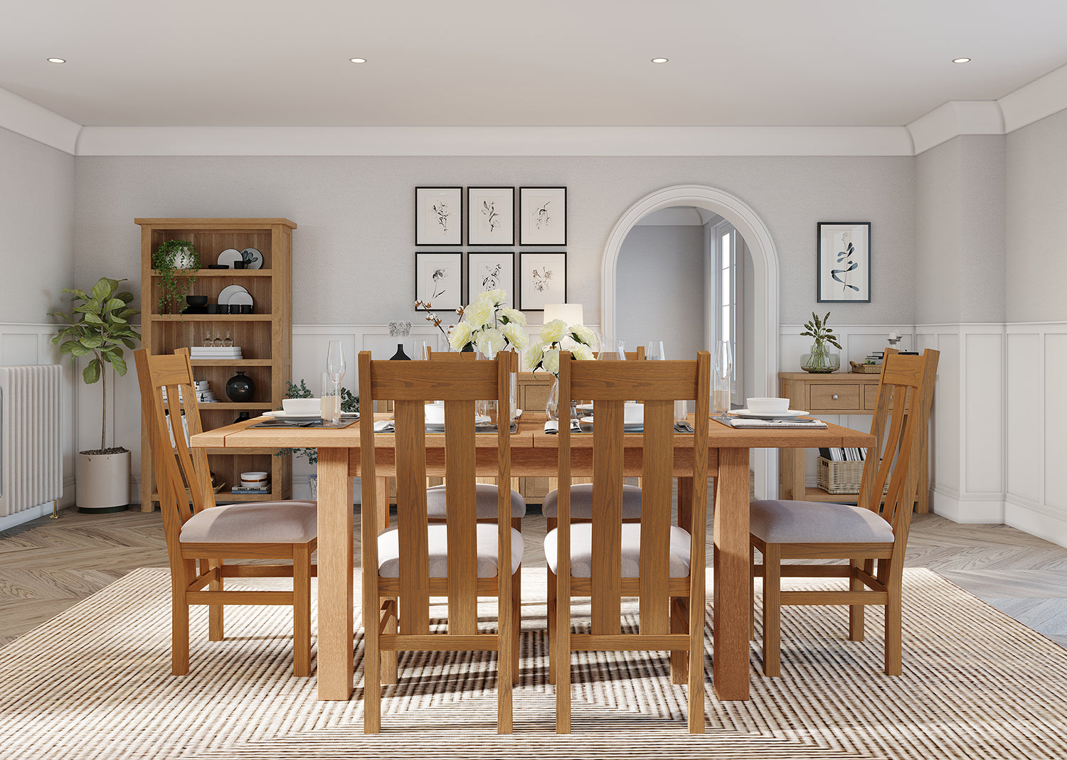 Dorchester Light Oak Dining Table With 2 Extensions 132-198 X 90