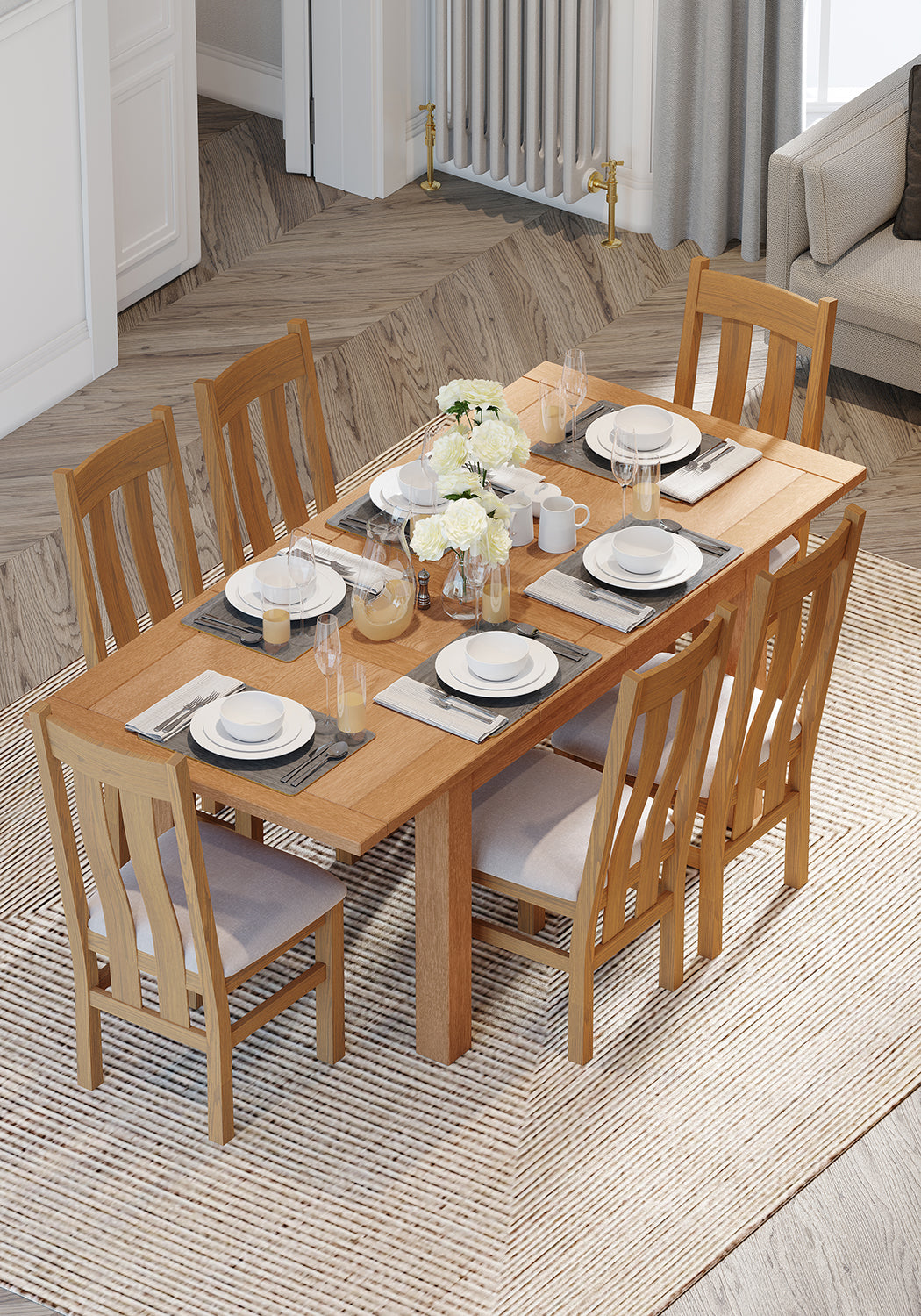 Dorchester Light Oak Dining Table With 2 Extensions 132-198 X 90