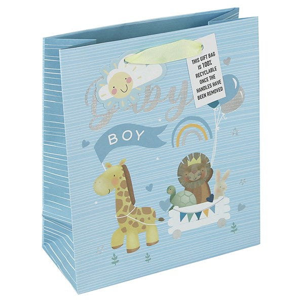 Giraffe Baby Boy Gift Bag Medium Blue