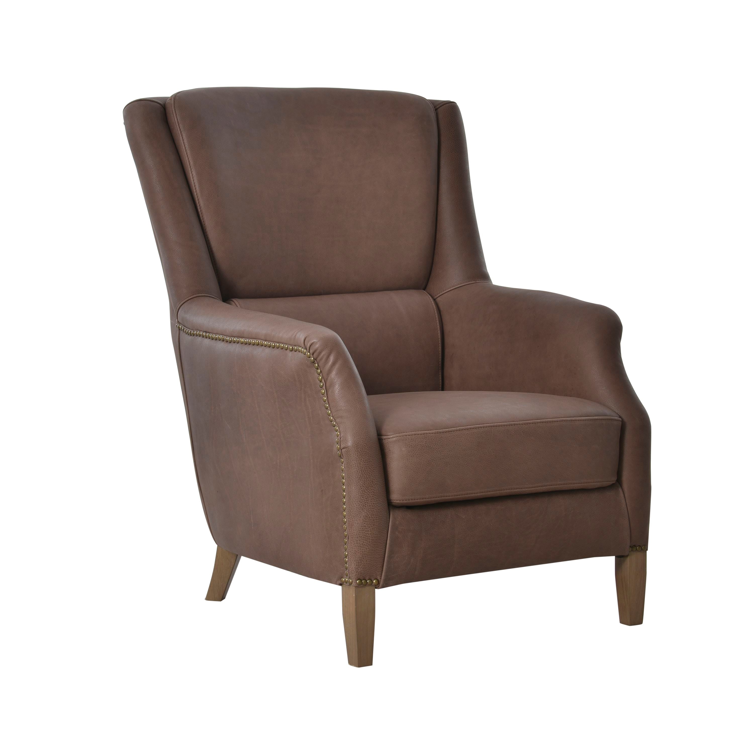 Halo Elliot Full Aniline Leather Accent Chair Natural Washed Chocolate