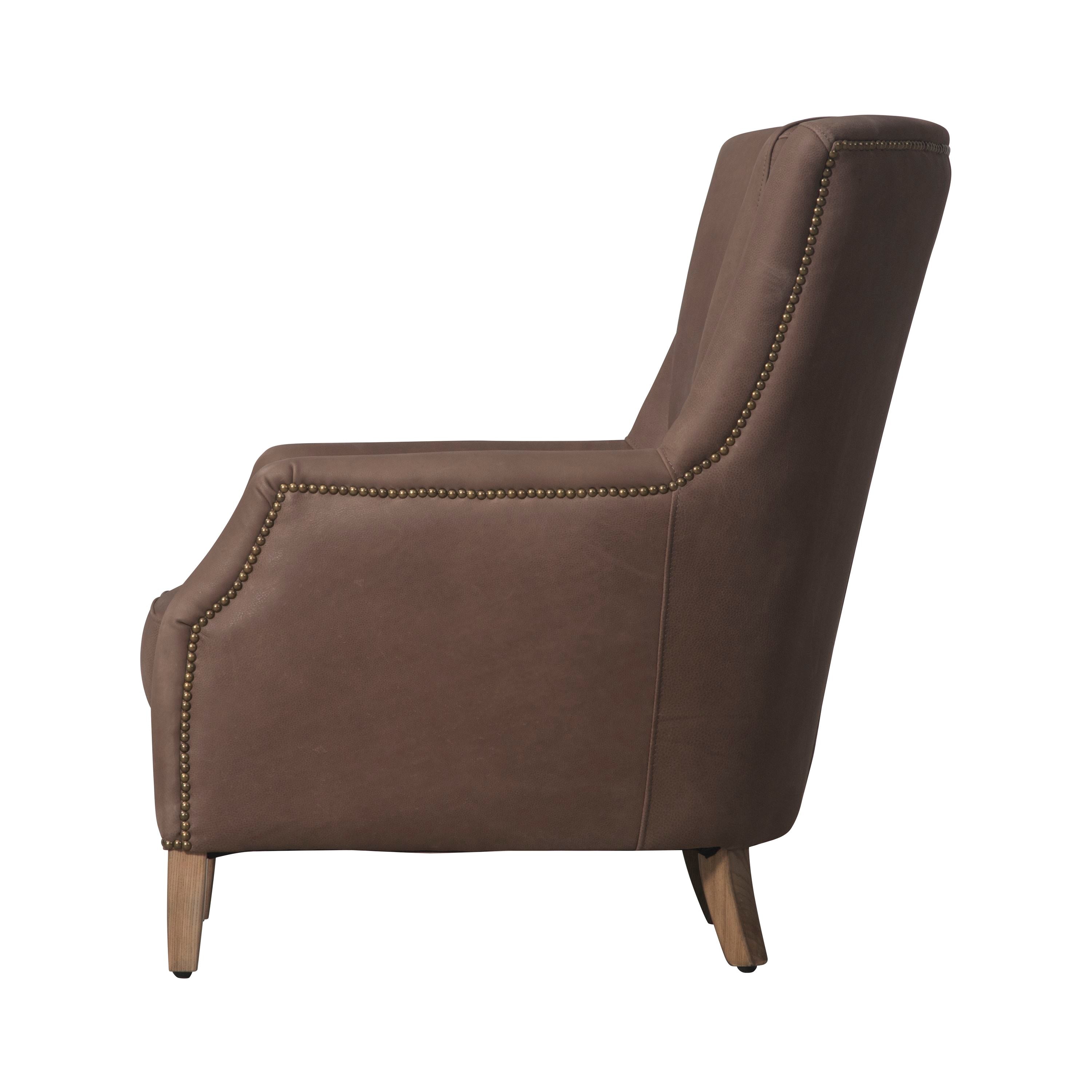 Halo Elliot Full Aniline Leather Accent Chair Natural Washed Chocolate