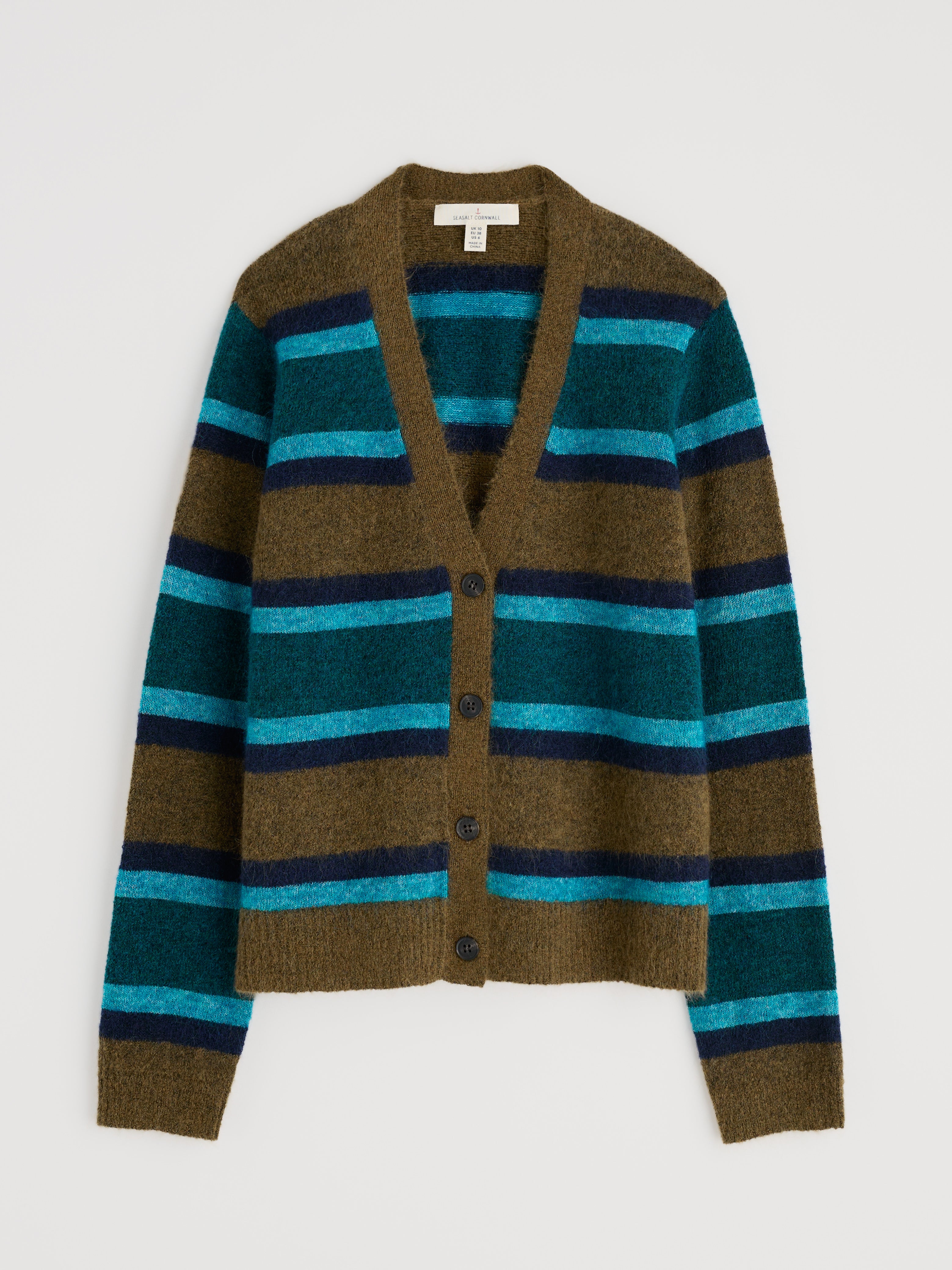 Seasalt Etching Cardigan Earthenware Cyan Mix