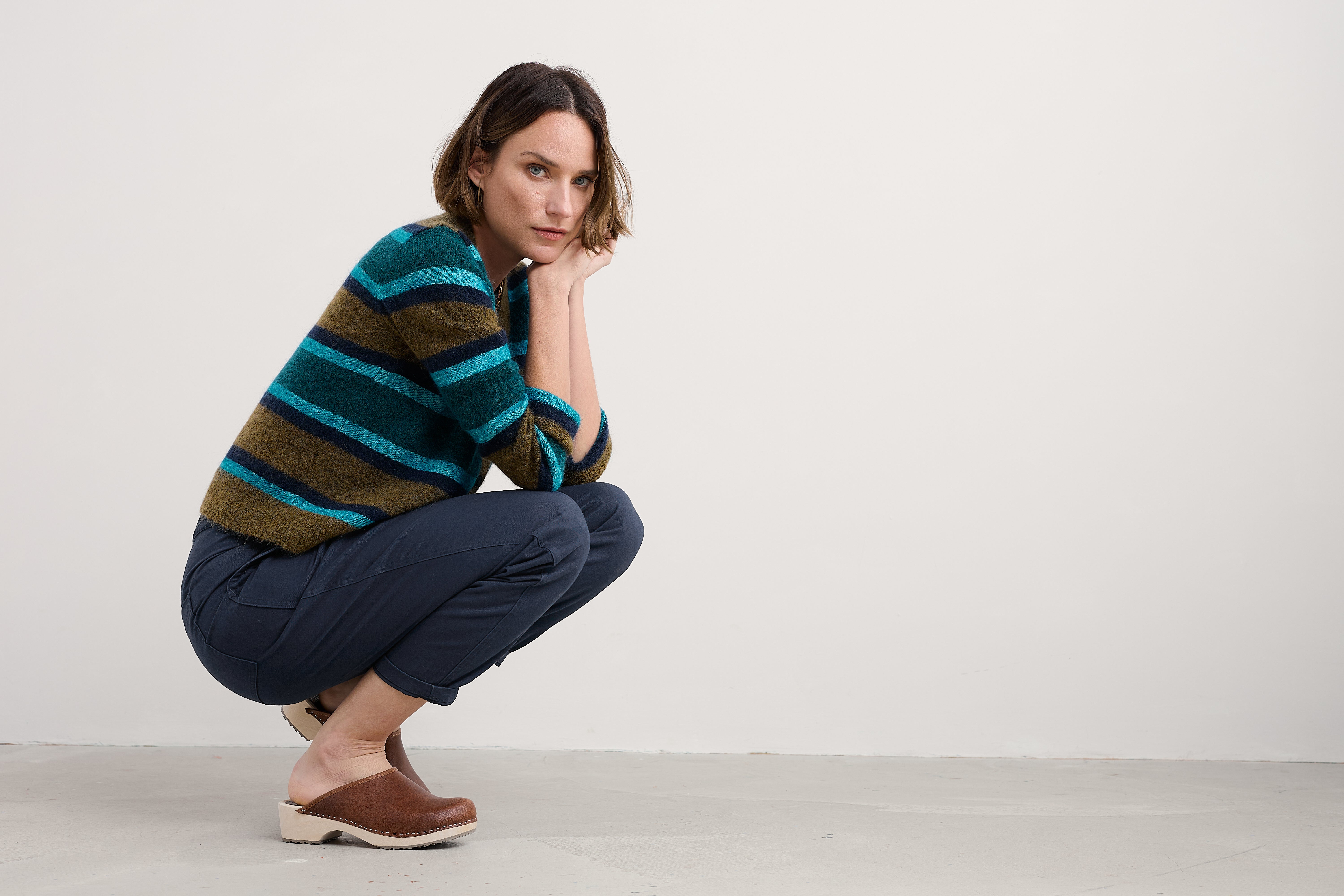 Seasalt Etching Cardigan Earthenware Cyan Mix