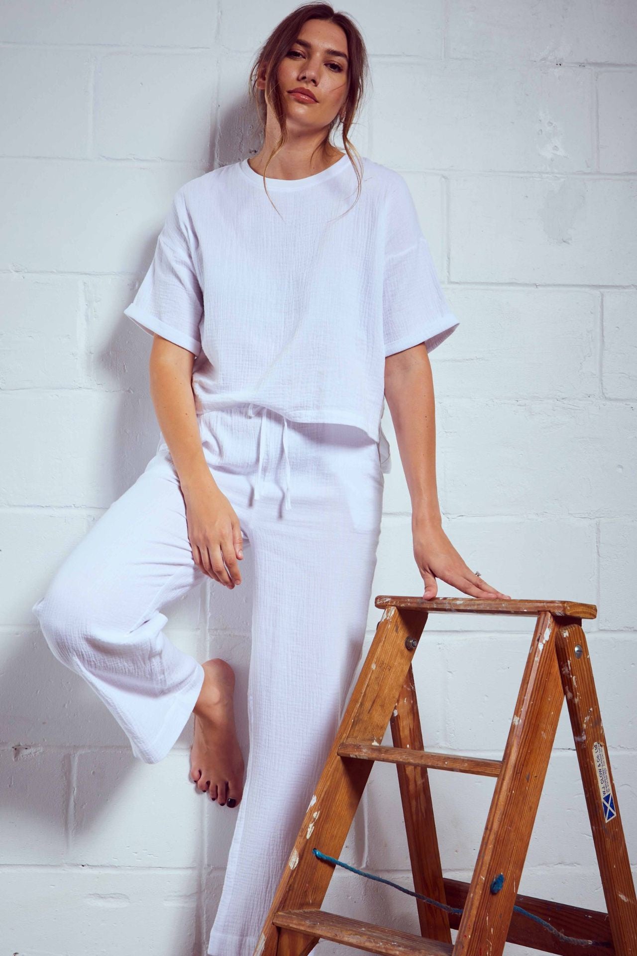 Cottonreal Triple Muslin PJ Set White