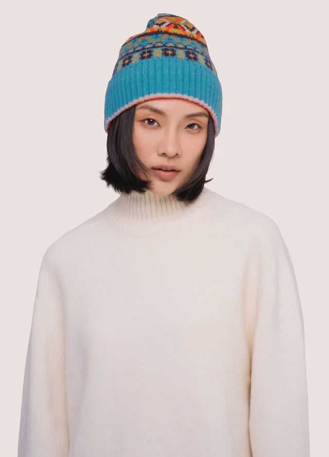 Powder Fair Isle Beannie Teal Mix