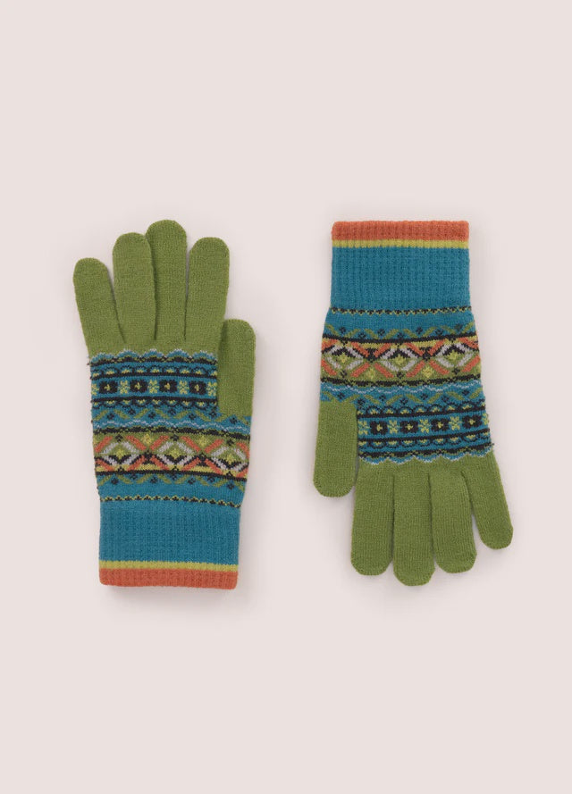 Powder Fair Isle Gloves Teal Mix