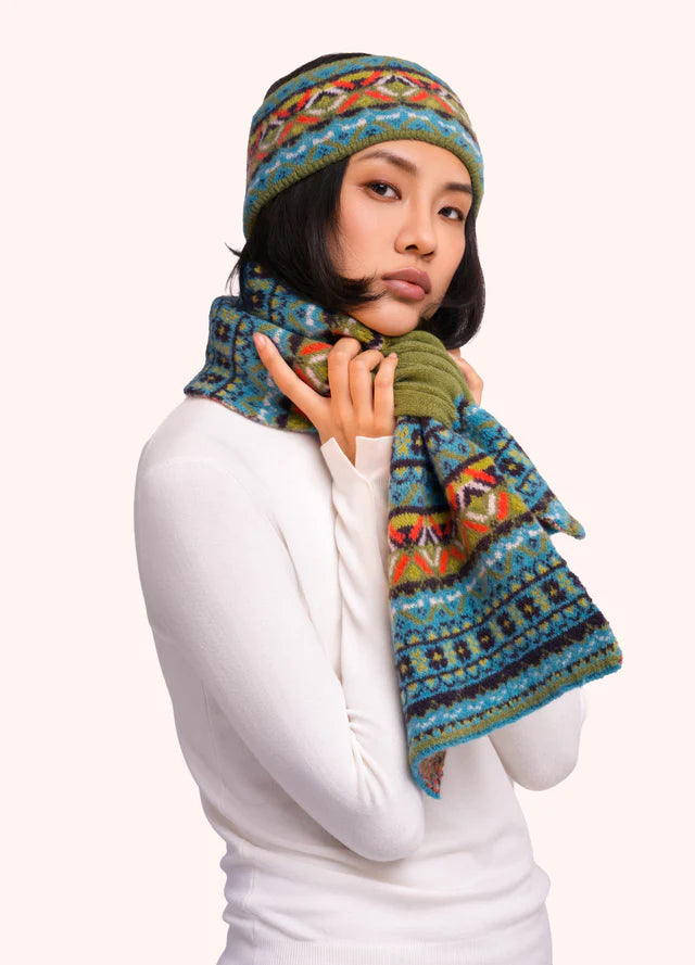 Powder Fair Isle Headband Teal Mix