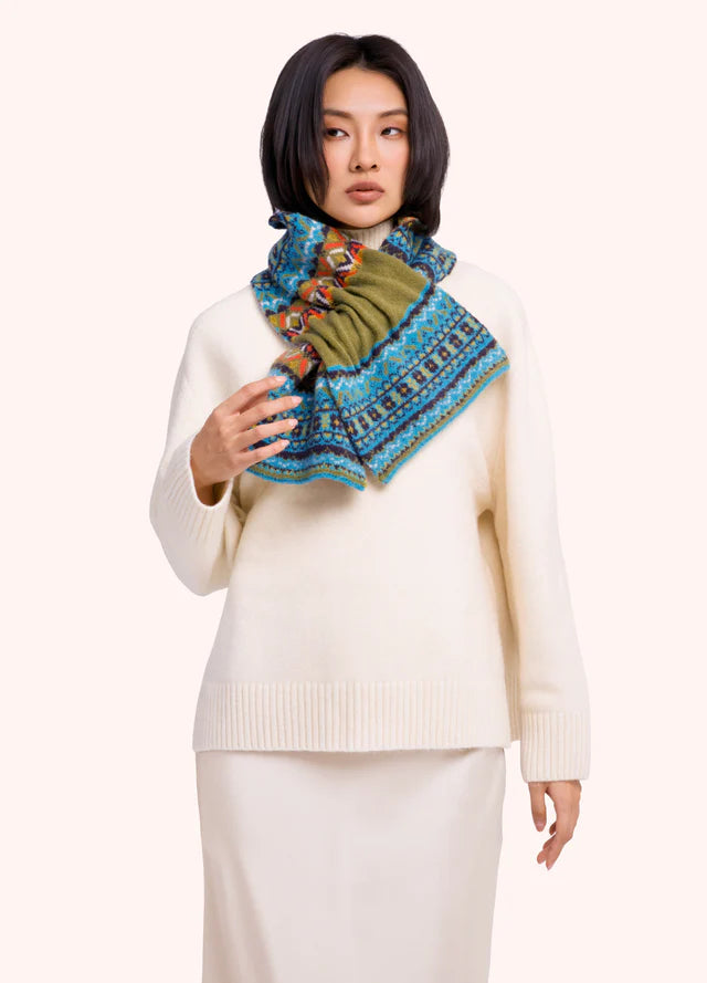 Powder Fair Isle Scarf Teal Mix