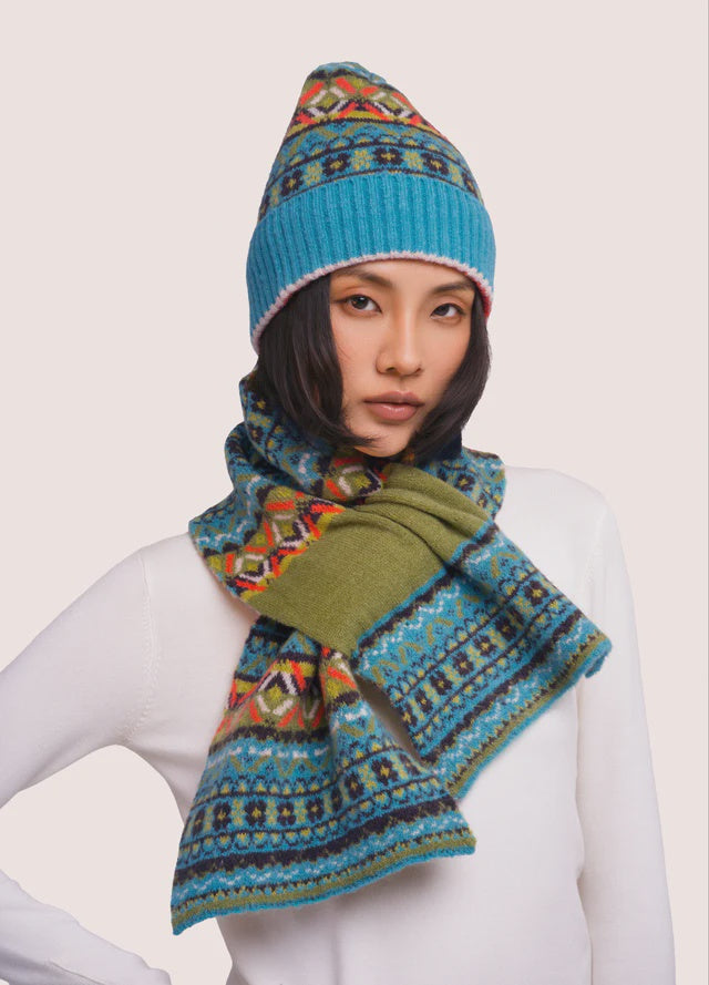 Powder Fair Isle Scarf Teal Mix