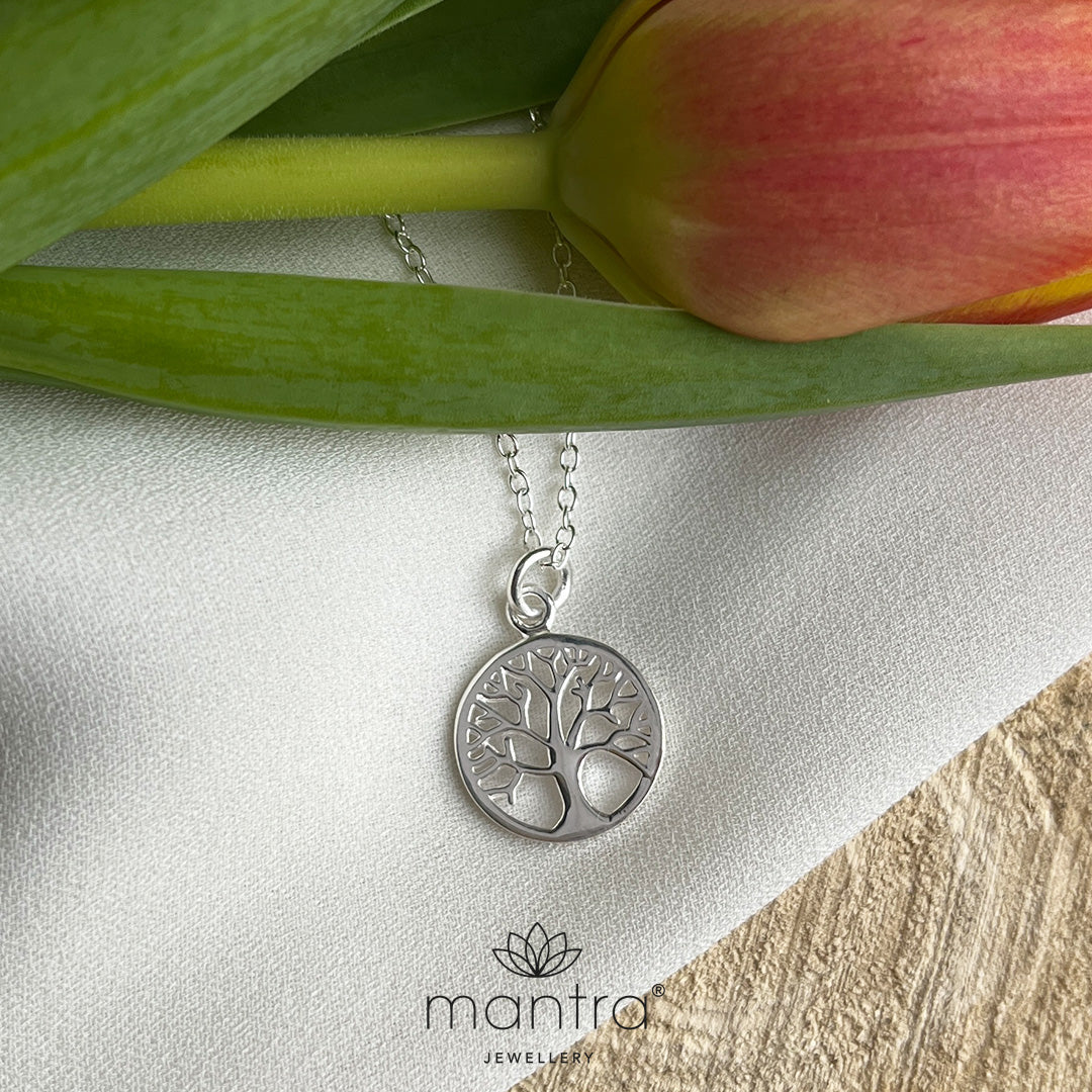 Mantra Family Tree Necklace | Sterling Silver