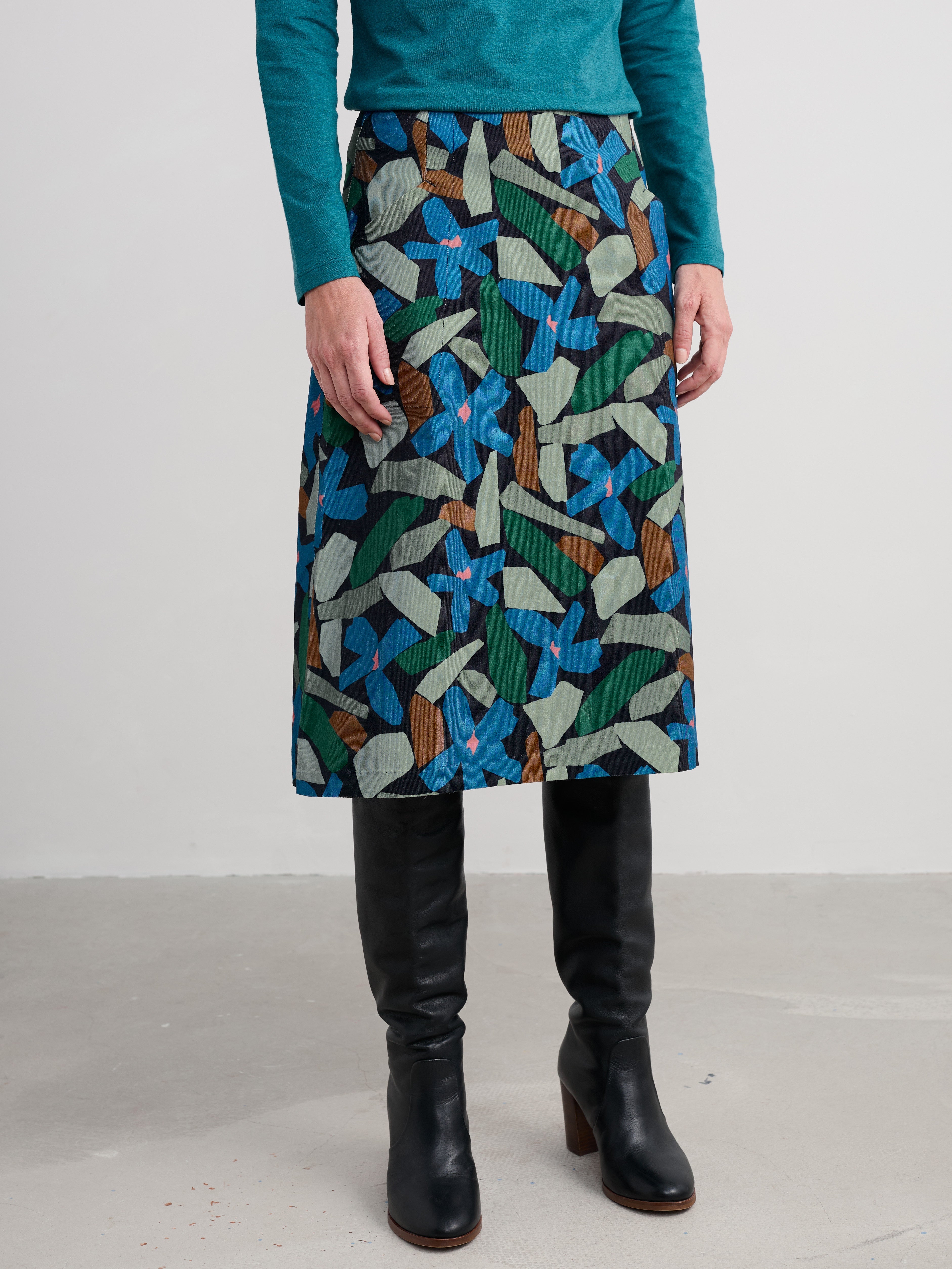 Seasalt Forest View Skirt Zennor Flower Onyx